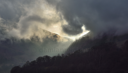 Garth Heads, Boredale, Shafts of light striking Lake District valley, Cumbria